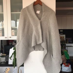 Topshop WHITE Wool Poncho, Snap Button & POCKETS M